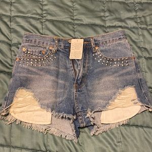 Small Denim Jeweled Shorts